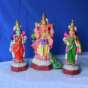 Sri Valli Devasena sametha Subramanya swamy clay doll set 1-Medium